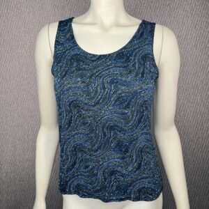VTG 90s Sparkle Tank Top Stretchy Geometric Swirls Womens Large Fairy‎ Goth